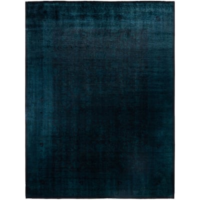 Overdyed One-of-a-Kind Hand-Knotted Area Rug - Blue - 9' 2" x 12' 1"