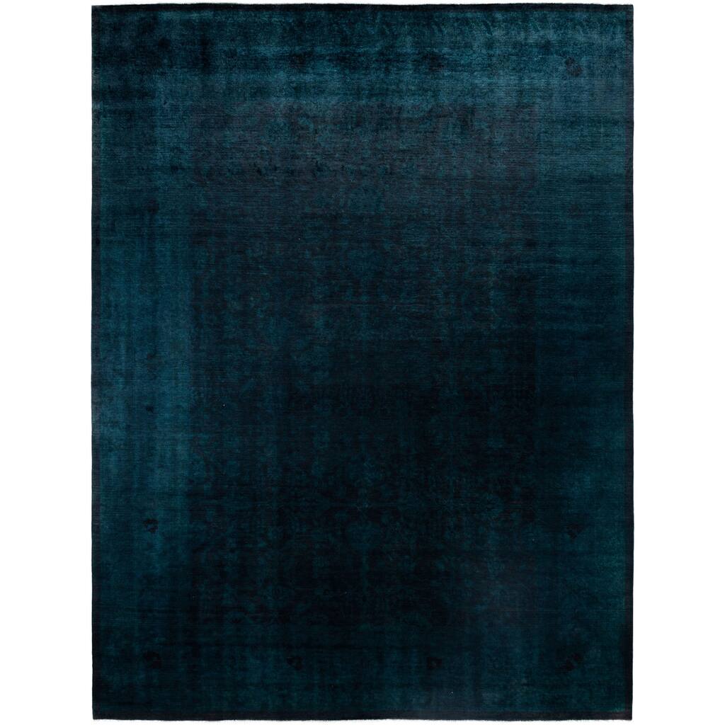 Overdyed One-of-a-Kind Hand-Knotted Area Rug - Blue - 9' 2" x 12' 1"