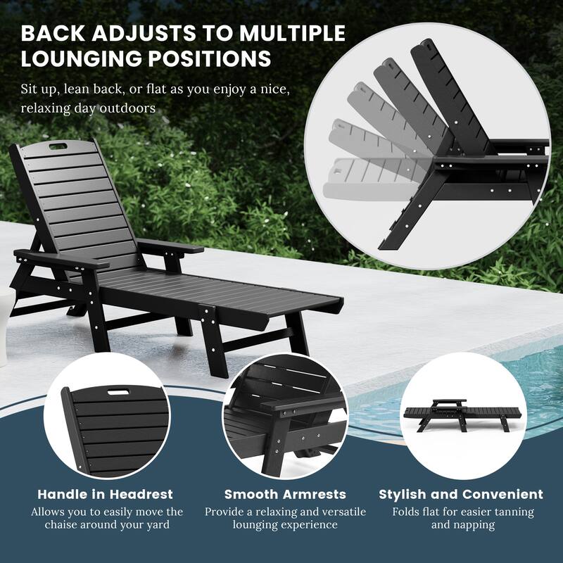 Laguna Hdpe All Weather Outdoor Patio Pool Reclining Chaise Lounge