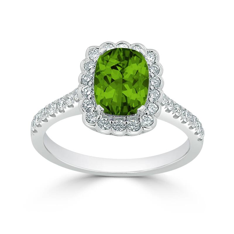 Auriya Vintage 1 1/3ct Cushion-cut Peridot Halo Diamond Engagement Ring 1/2ctw 14k Gold