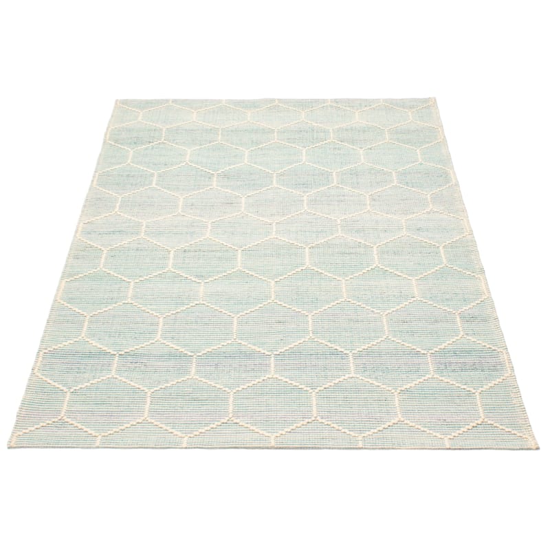 ECARPETGALLERY Braid weave Sienna Aqua Wool Rug - 5'4 x 7'7