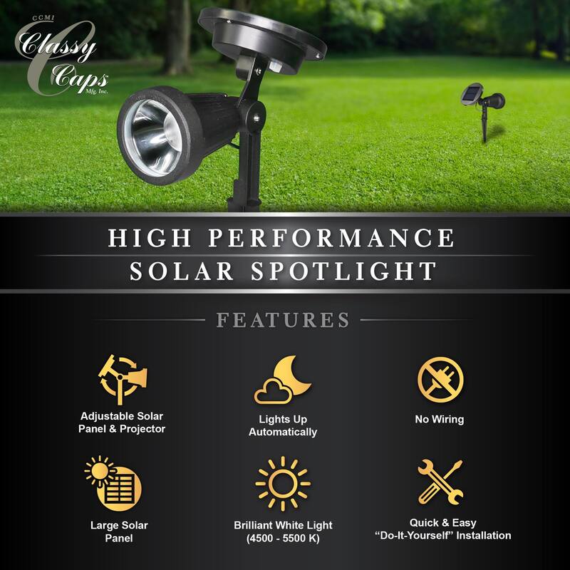 Classy Caps High Performance Solar Spotlight (Set of 2)