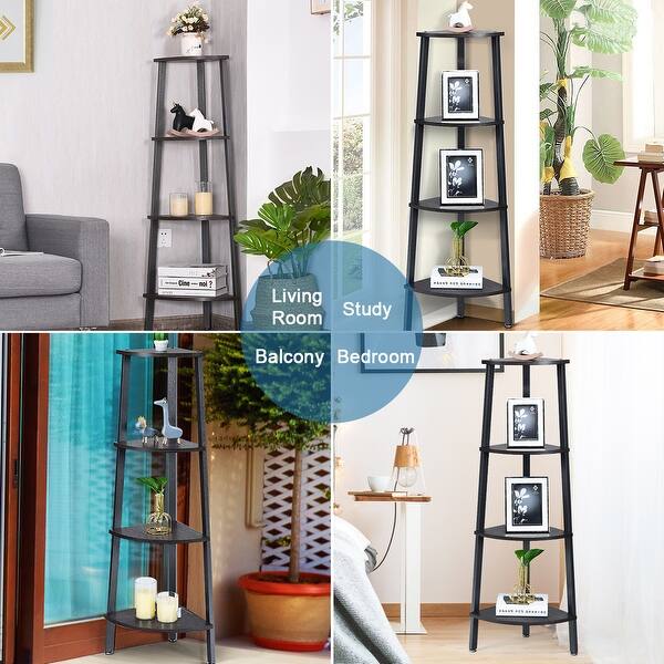 Shop Costway 4 Tier Corner Shelf Metal Storage Rack Domestic
