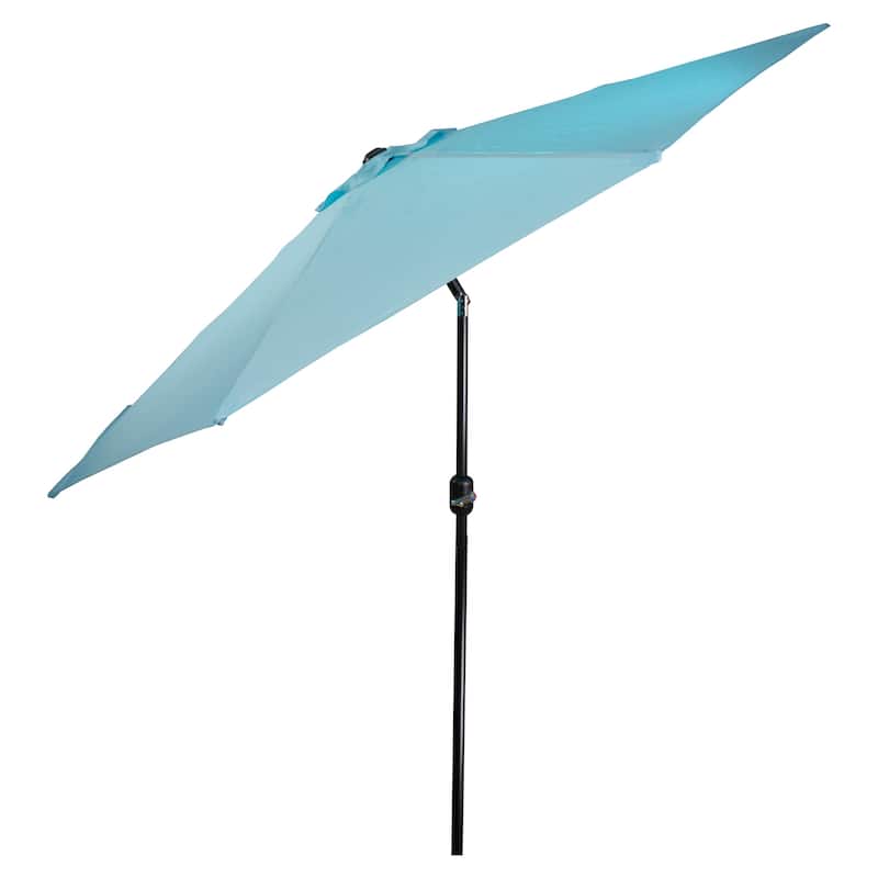 9ft Outdoor Patio Market Umbrella with Hand Crank Tilt, Turquoise Blue