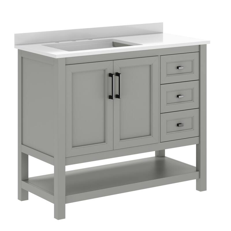 Bathroom Vanity with Sink, Open Storage, and Storage Drawers