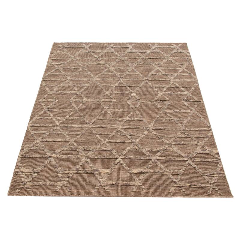 ECARPETGALLERY Hand-knotted Tangier Taupe Wool Rug - 5'4 x 7'9