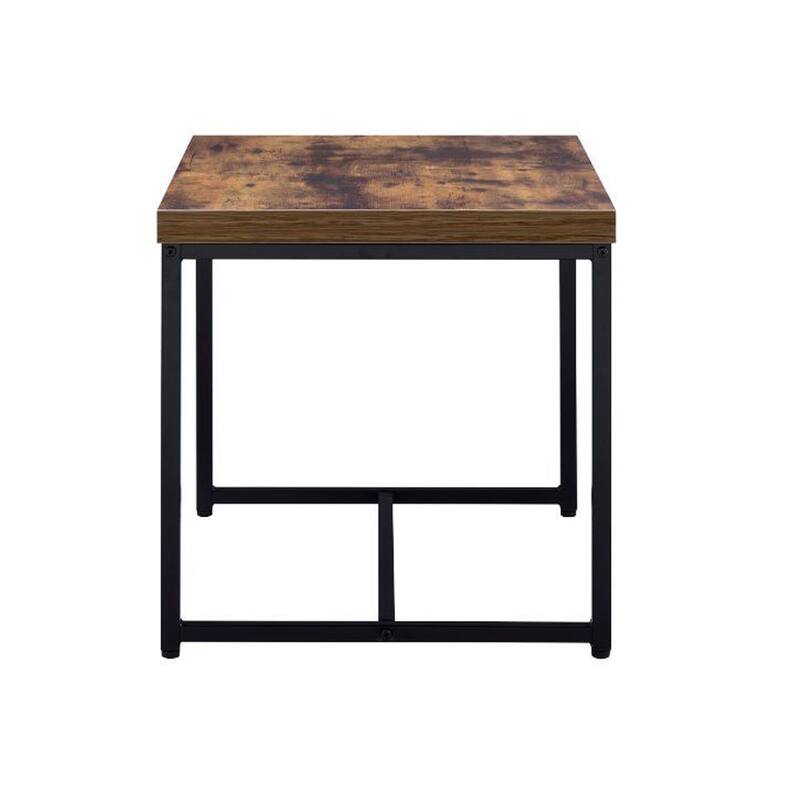 Rectangular Wooden Top End Table - Ancient Oak,Black