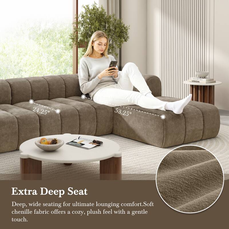 Christopher Knight Home - 122" Modern L-Shaped Sectional Sofa with Chaise Lounge, No assembly