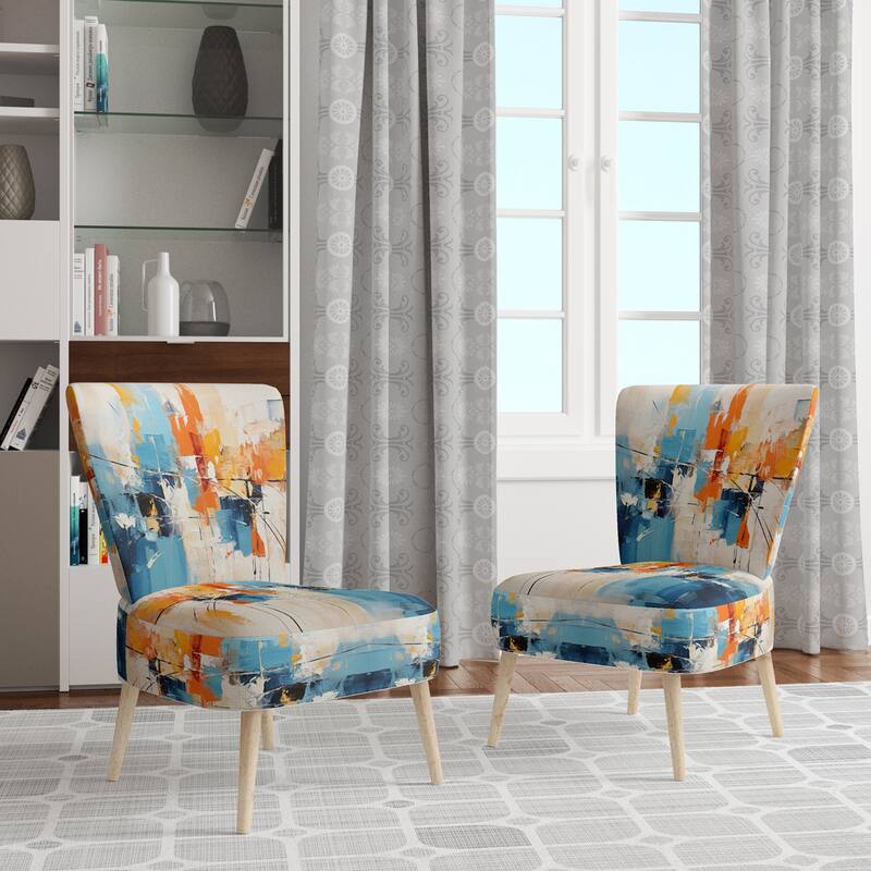 Designart "Paper Euphoria I" Upholstered Abstract Collages Accent Chair and Modern & Contemporary Arm Chair - Multiple Color - Side Chair