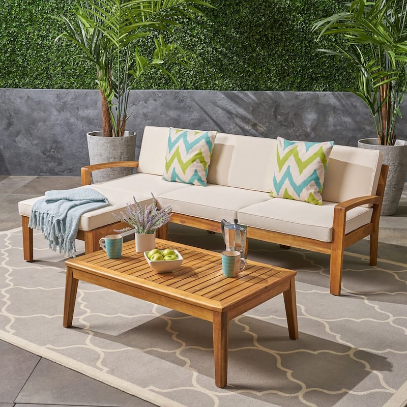 Outdoor L-Shaped Seating Combo Sofa Set 3 Pcs