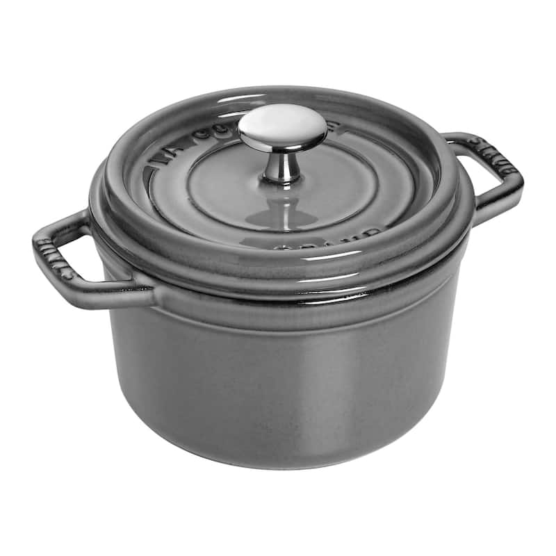 STAUB Cast Iron 1.25-qt Round Cocotte - Graphite Grey