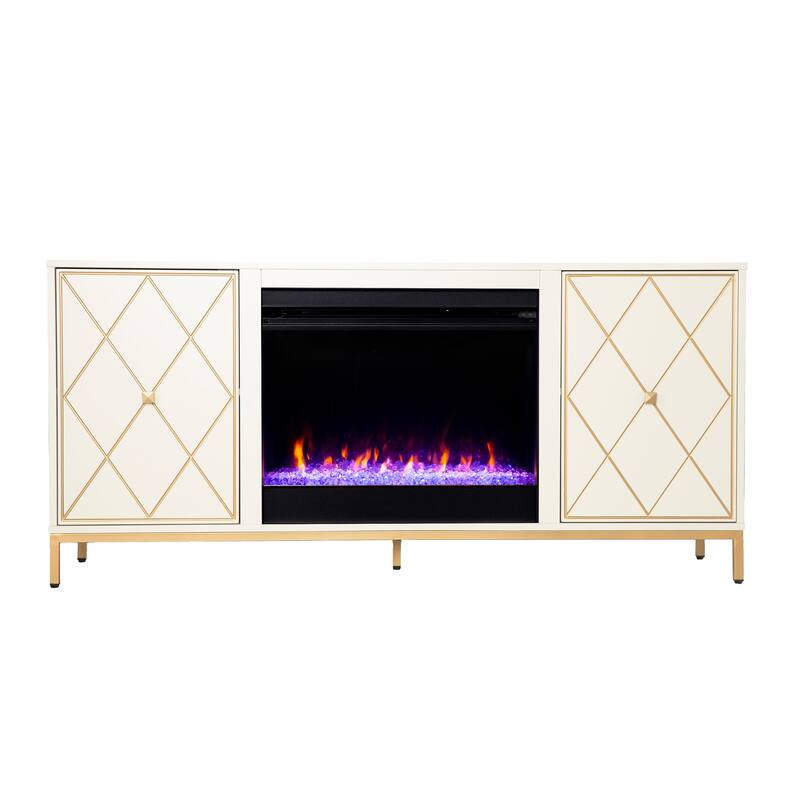 SEI Furniture Marradi Modern Media TV Stand with Storage & Electric Fireplace Insert