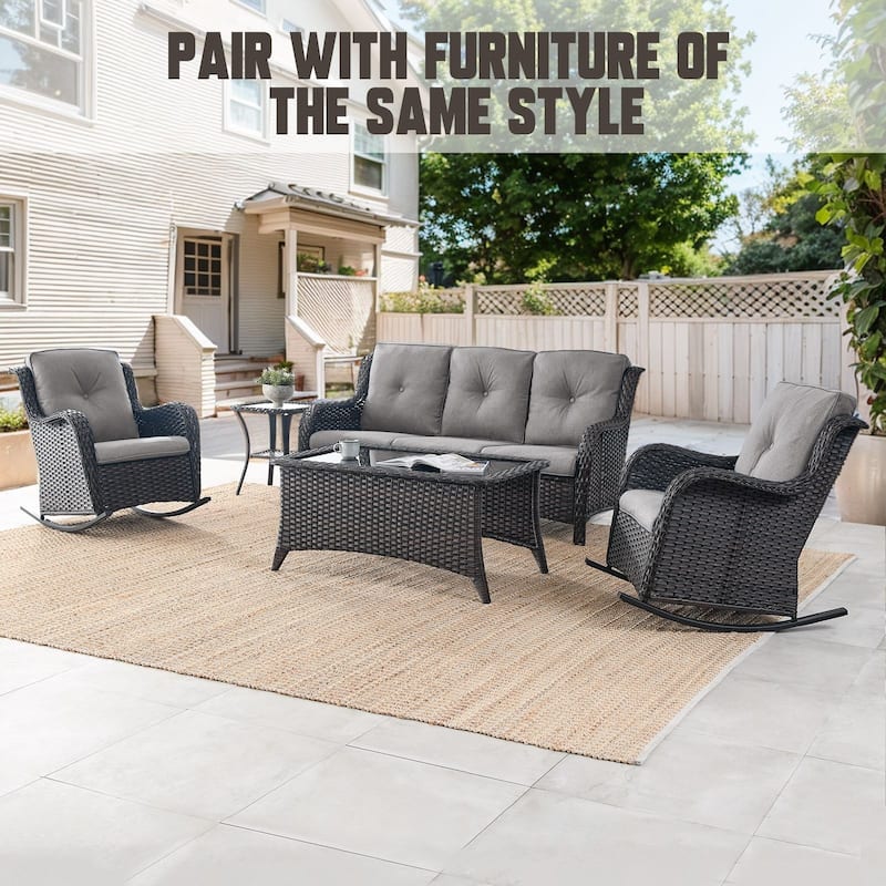 Gymojoy Comfortable PE Rattan Wicker Outdoor Rocking Chair Set of 2