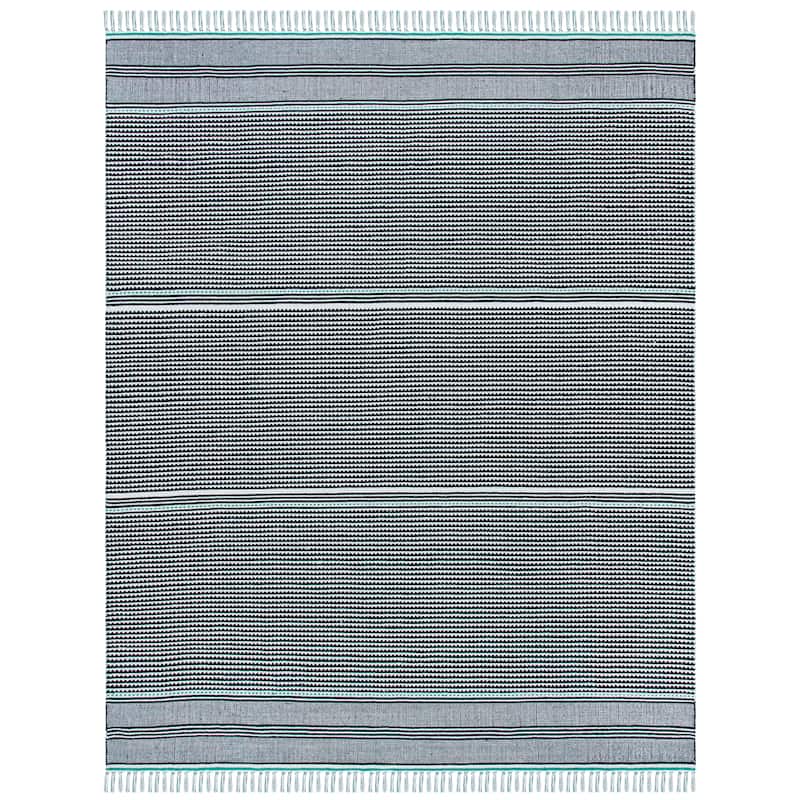SAFAVIEH, Handmade Flatweave Montauk Susse Casual Cotton Rug - 8' x 10' - Teal/Multi