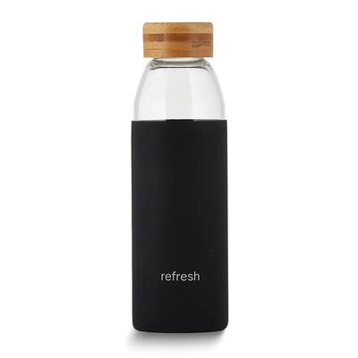Curata Refresh Silicone/Glass with Bamboo Lid 18 Ounce Water Bottle