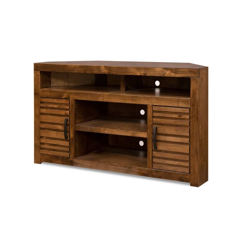 Bridgevine Home 52 inch Corner TV Stand Console for TVs up to 55 inches, No Assembly Required, Whiskey Finish