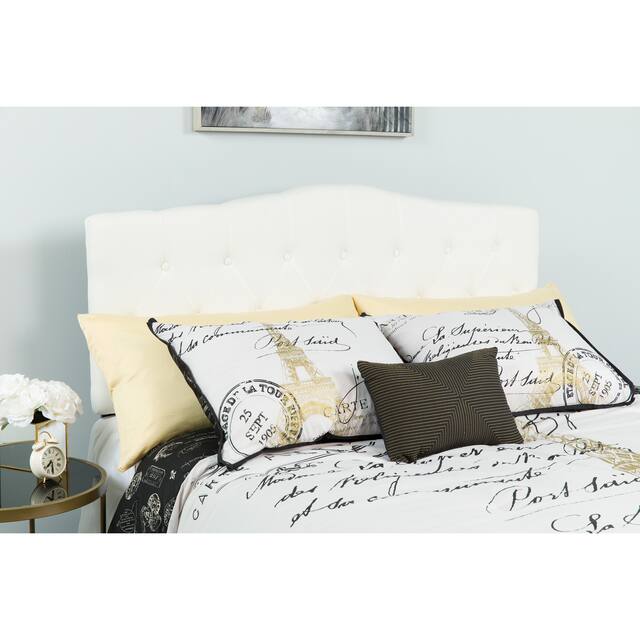 Arched Button Tufted Upholstered Headboard - White - King