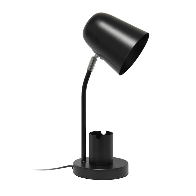 Adjustable Desk Lamp with Pen Holder - 15.75" - Black