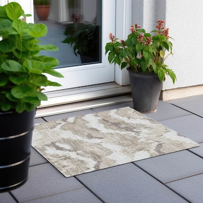 Machine Washable Indoor/ Outdoor Chantille Ombre Abstract Rug