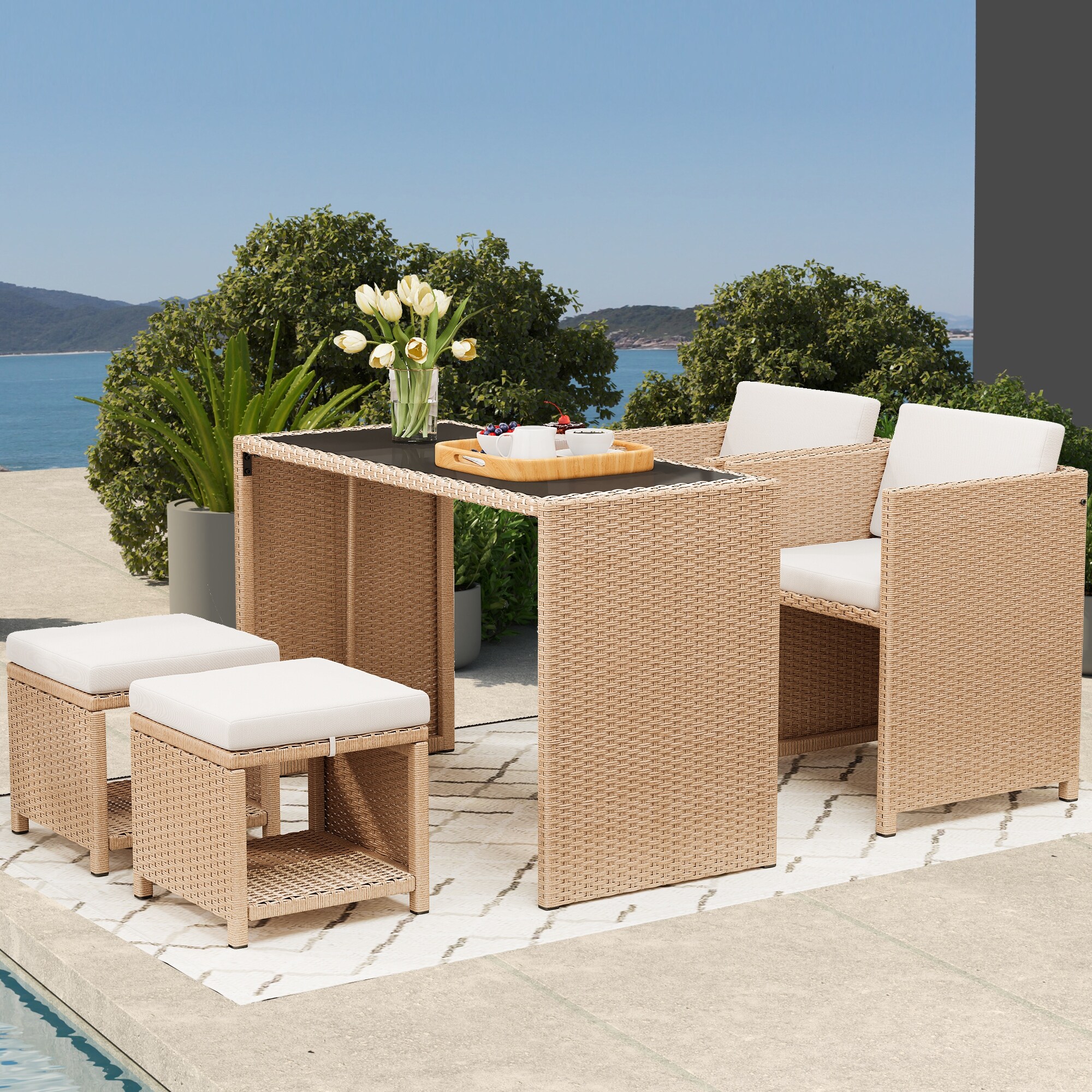 13 piece rattan cube set cheap