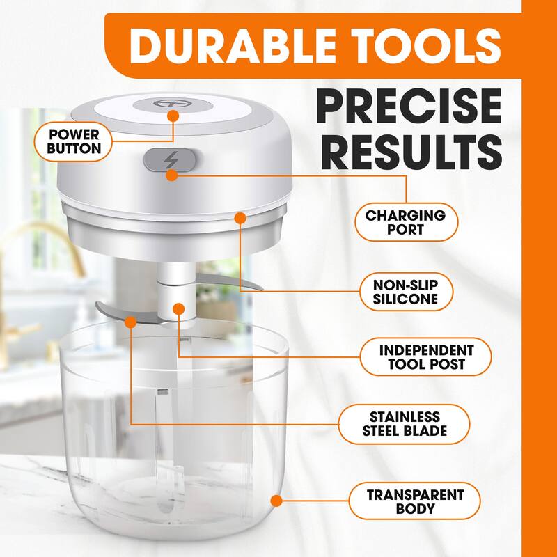 Cheer Collection Electric Wireless Garlic Chopper with USB Charging and Stainless Steel Blades