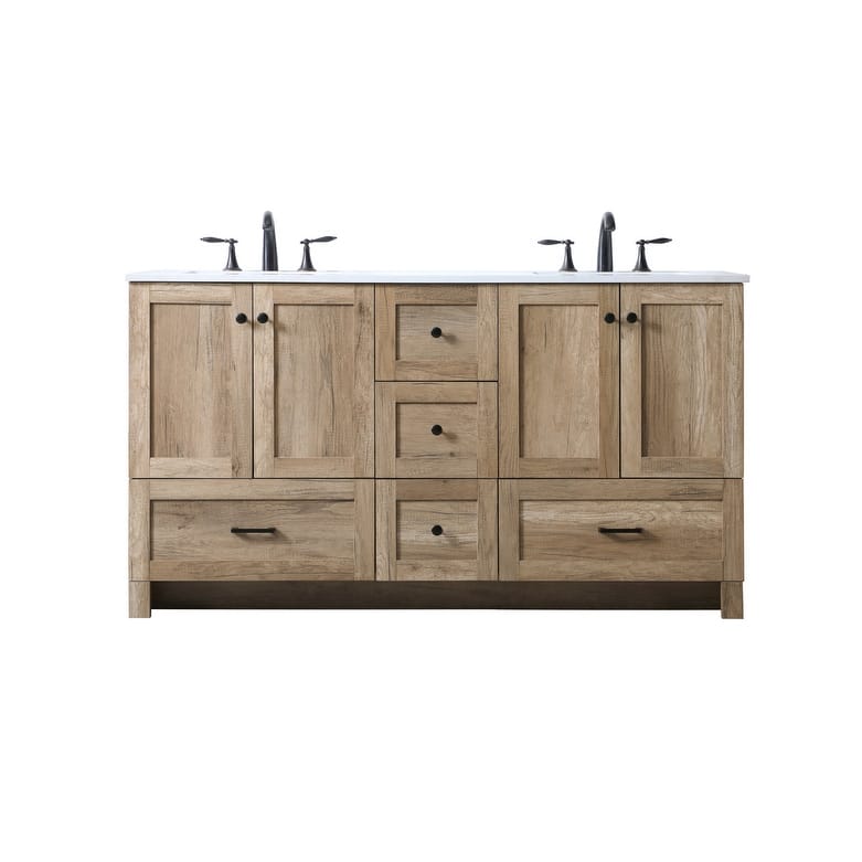 Elegant Lighting VF2860D Soma 60" Free Standing Double Basin Vanity - Natural Oak - Oak Finish