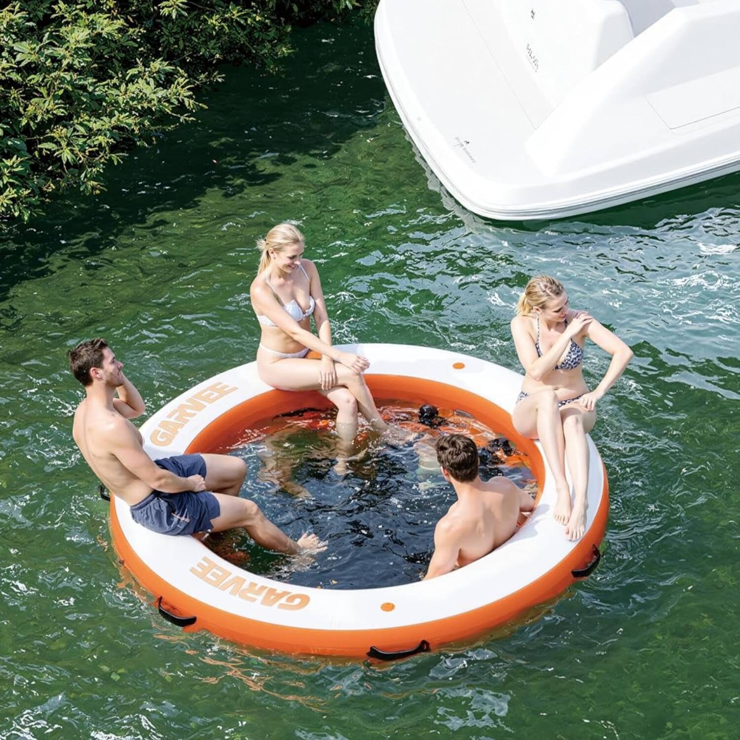 8x8FT Round Inflatable Floating Dock Platform for Pool, Lake
