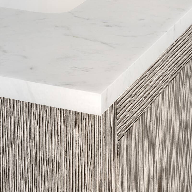 Hugo 30 In. Marble Countertop Vanity in Grey Oak with Mirror
