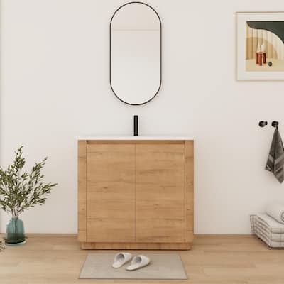 Bathroom Vanity With Sink In 36/40 Inch, Freestanding Bathroom Vanity With Soft Close Door and Adjustable Shelf