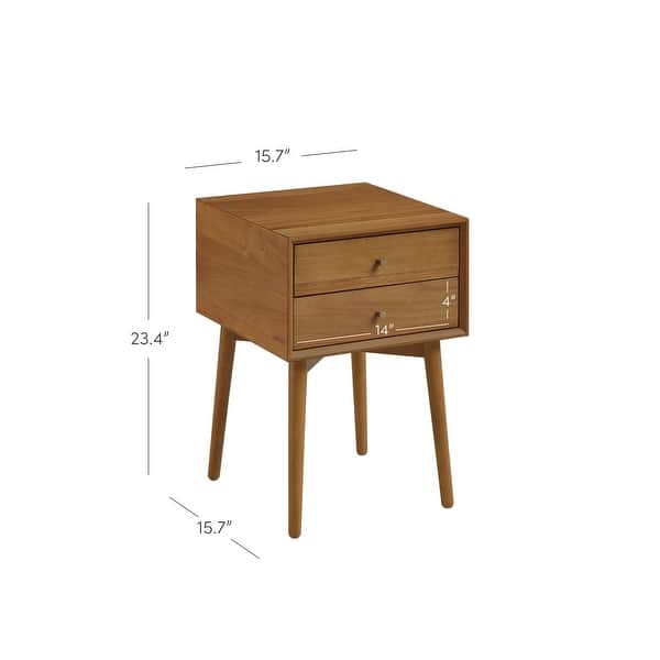 dimension image slide 6 of 14, Nathan James Harper 2-Drawer Mid-Century Side Table
