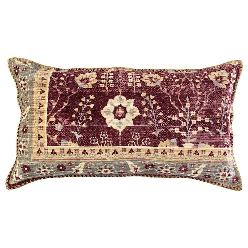 Beige Burgundy Antique Patterning Lumbar Pillow Bed Bath & Beyond