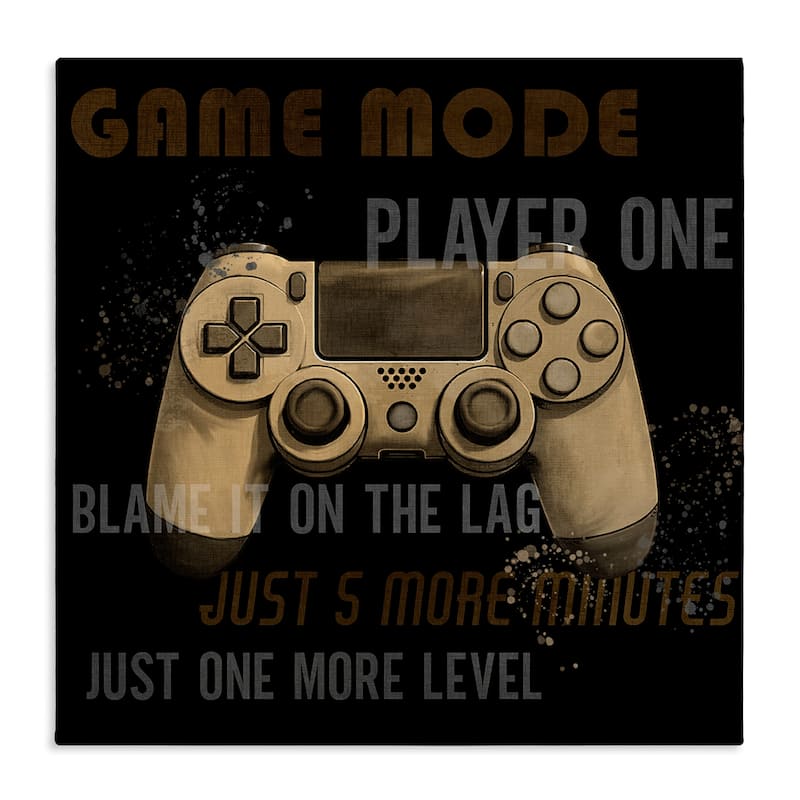 Stupell Gamer Phrases Vintage Style Canvas Wall Art Design By Kim Allen - 30 x 30
