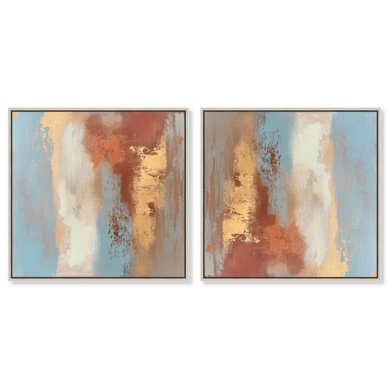 Azure and Gold Canvas by Art Remedy - 24" x 24" - Silver