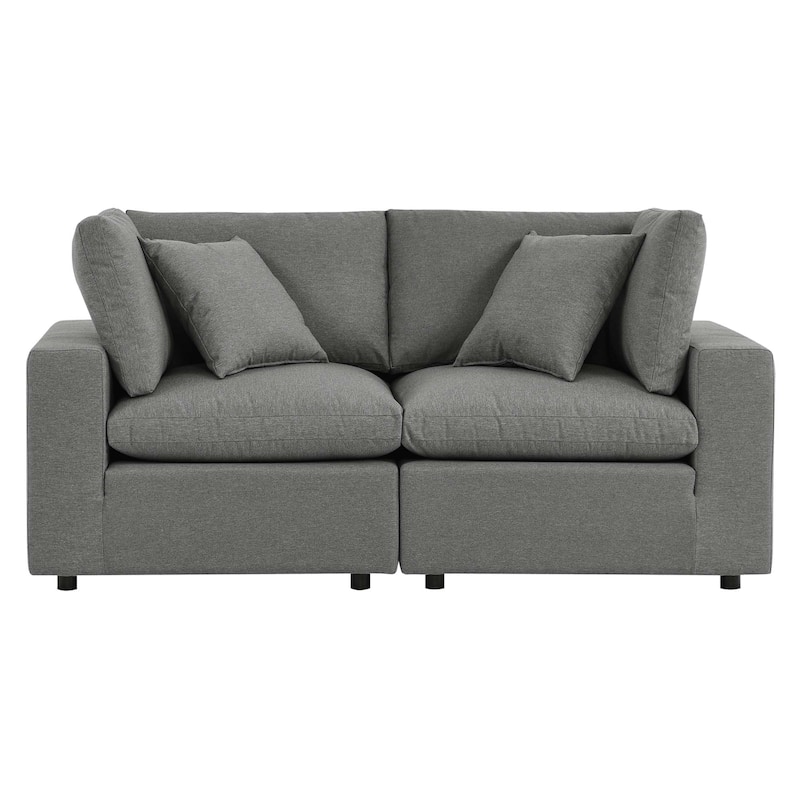 Commix Outdoor Patio Overstuffed Outdoor Patio Loveseat - Charcoal