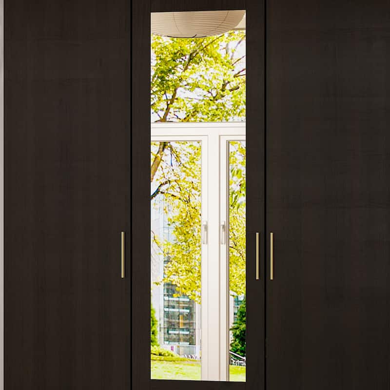Wardrobe Armoire Wooden Closet with Mirror Storage Cubes Hanging Rod