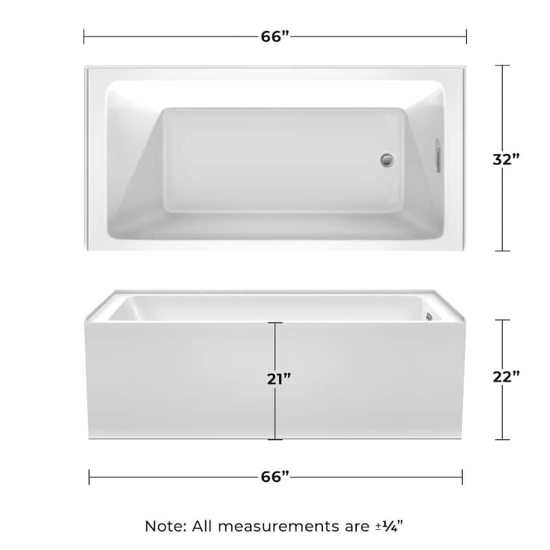 Wyndham Collection WCBTW16632R Grayley 66" Three Wall Alcove Acrylic