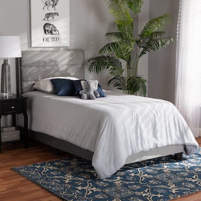 Tamira Contemporary Glam Velvet Fabric Twin Size Panel Bed