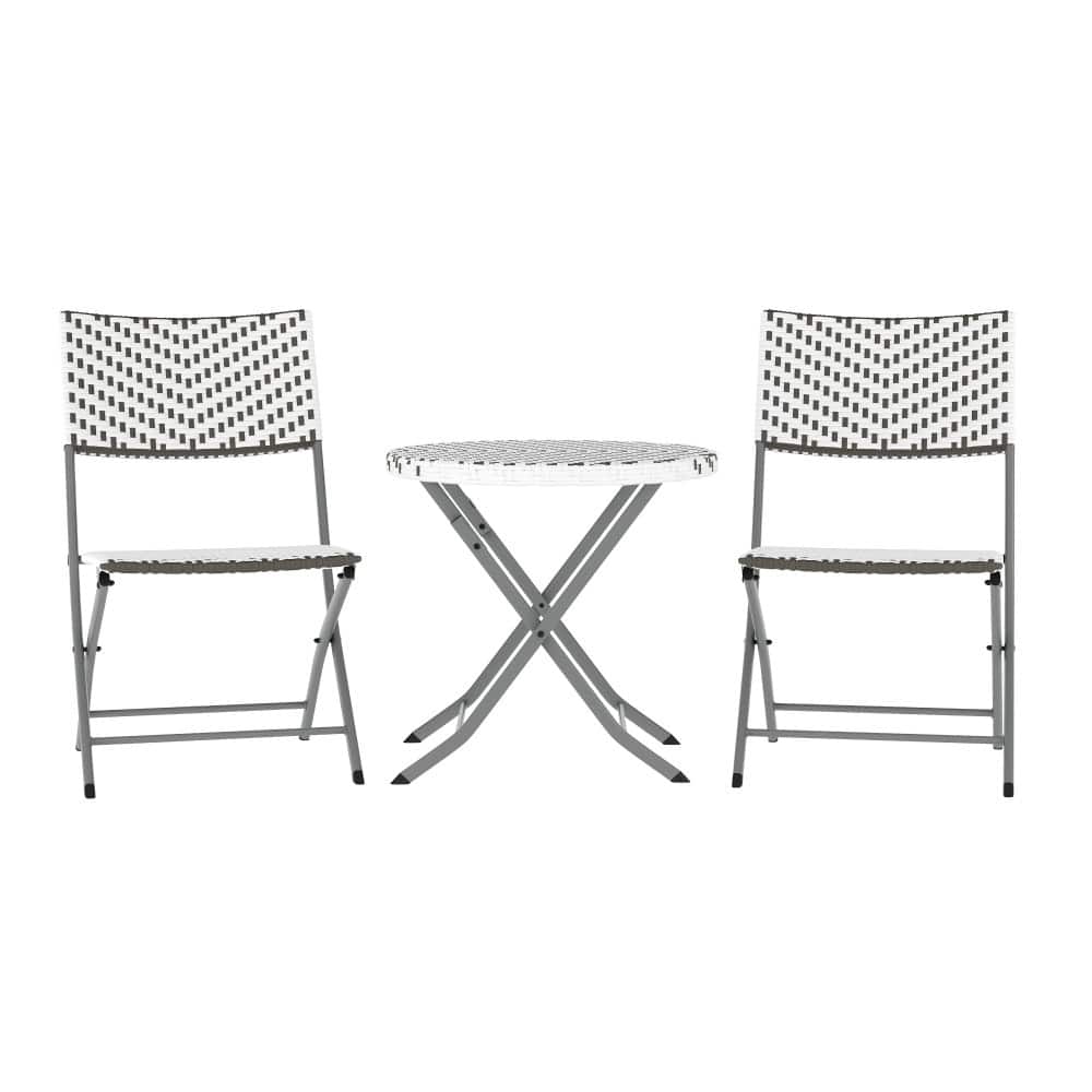 3PC Indoor/Outdoor PE Rattan Folding Bistro Set