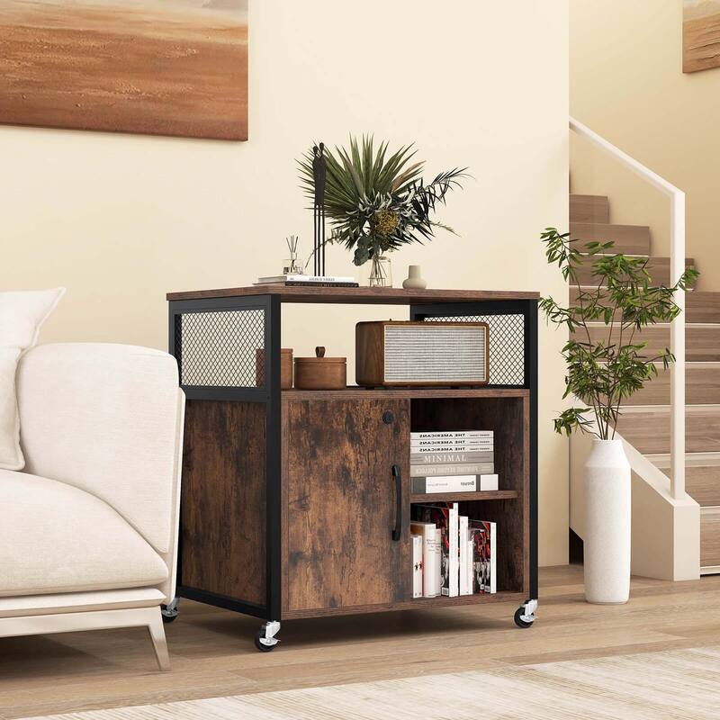 Costway File Cabinet on Wheels with Charging Station & Cable - See Details