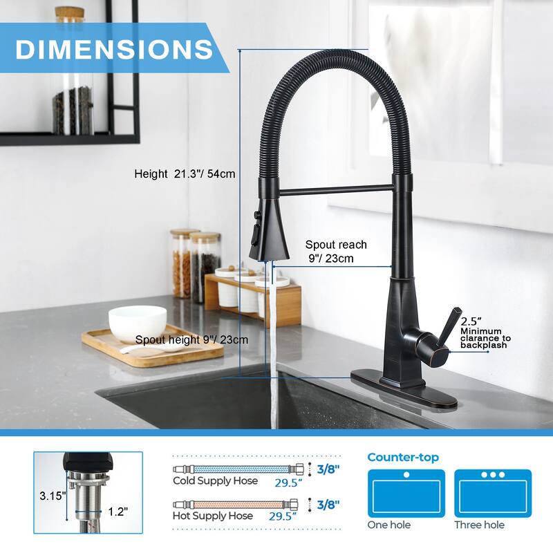 Single Handle Pull Down Sprayer Kitchen Faucet with Oil Rubbed Bronze
