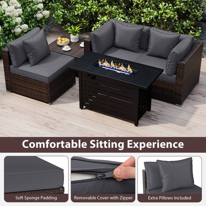 Costway 5 PCS Patio Furniture Set Heavy-duty Frame Rattan Sofa Set - See Details