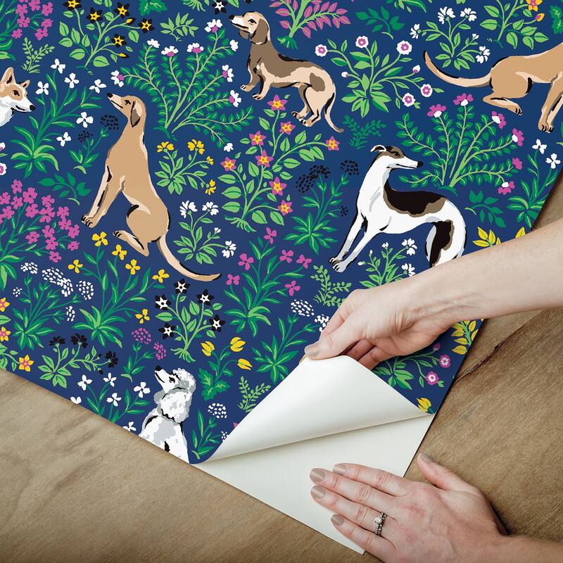 Printfresh Must Love Dogs Indigo Peel and Stick Wallpaper