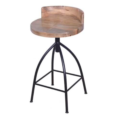 28.5 Inch Adjustable Mango Wood Counter Height Stool, Brown