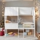 preview thumbnail 1 of 13, Elegant Twin Size Low Loft Wood House Bed with Two Side Windows, Superior Quality & Better Sleeping Environment, White White