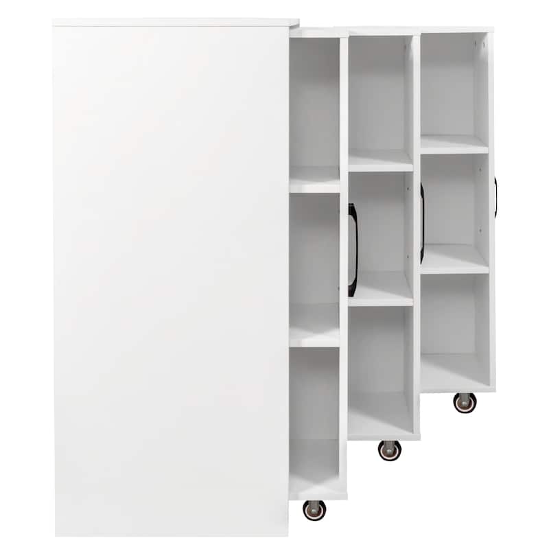 Anmytek Multi Functional 3 Tier Slide Out Door Bookcase - With Wheels Hidden Storage Cabinet