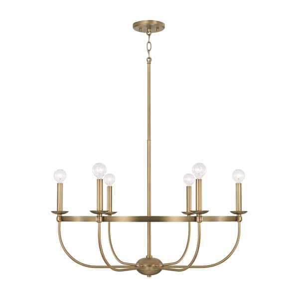 slide 2 of 5, Rylann 6-light Aged Brass Chandelier