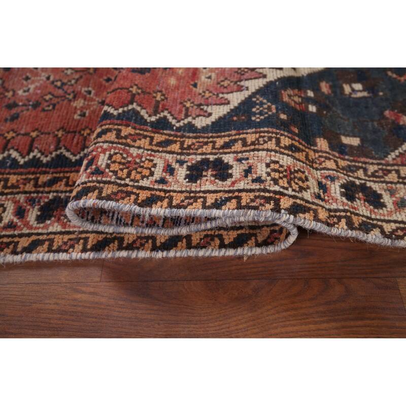 Distressed Bakhtiari Vintage Persian Runner Rug Handmade Wool Carpet - 3'7" x 9'9"