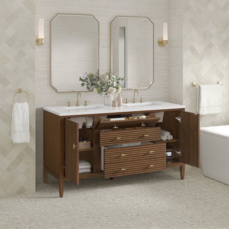 James Martin Vanities 485-V60D-3WZ Myrrin 60" Double Basin Wood Vanity