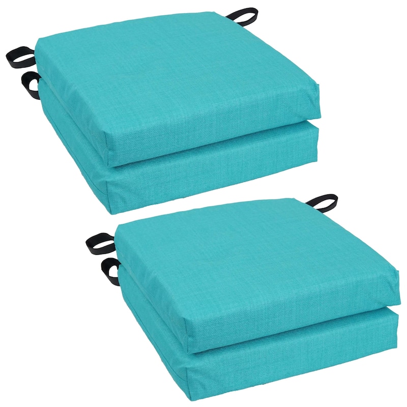 16-inch Indoor/Outdoor Solid Chair Cushions (Set of 4) - 16 x 16 - Aqua Blue