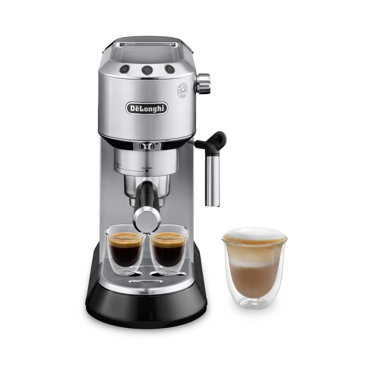 Espresso Machine, Coffee and Cappucino Maker with Milk Frother, Metal / Stainless, Compact Design 6 in Wide, Fit Mug Up to 5 in